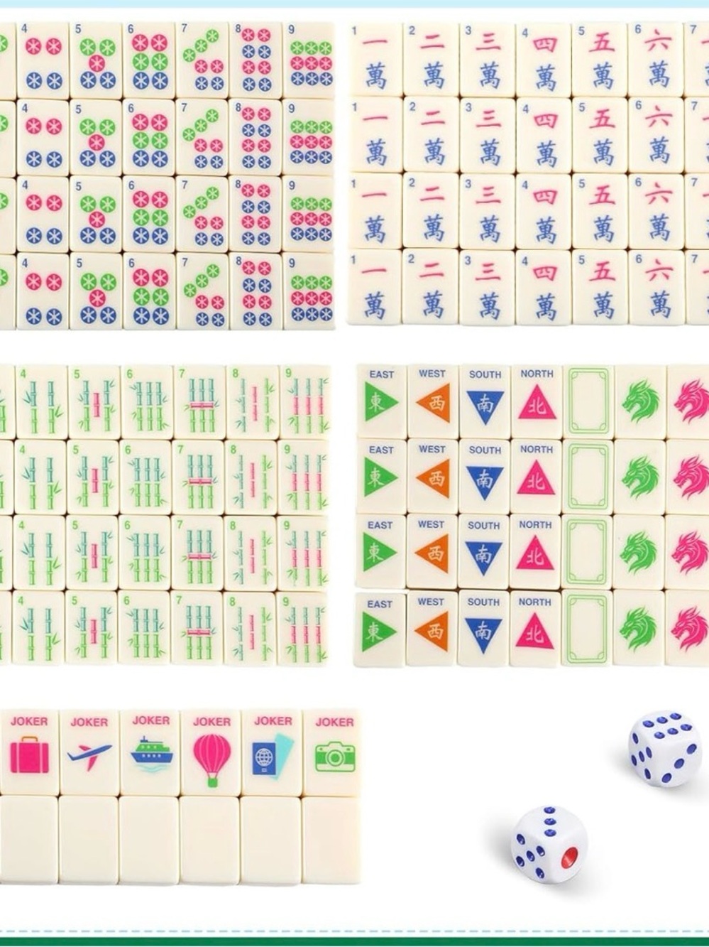 Luxury Travel Mahjong Tile Set with small wooden racks and dice! - Picture 3 of 5